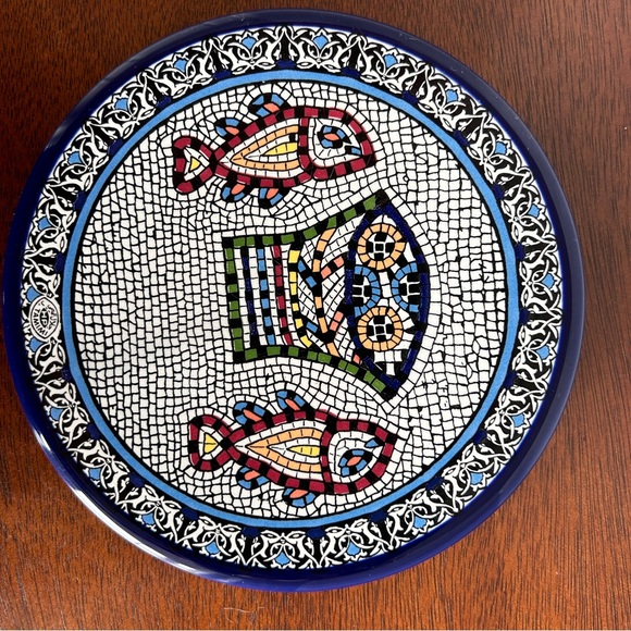 Two Handpainted Mosaic Decorative Wall Plates - Picture 3 of 11